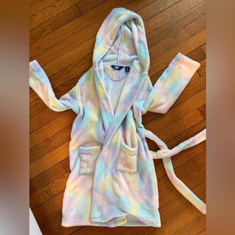 Lands' End Pastel Tie-Dye Hooded Robe
